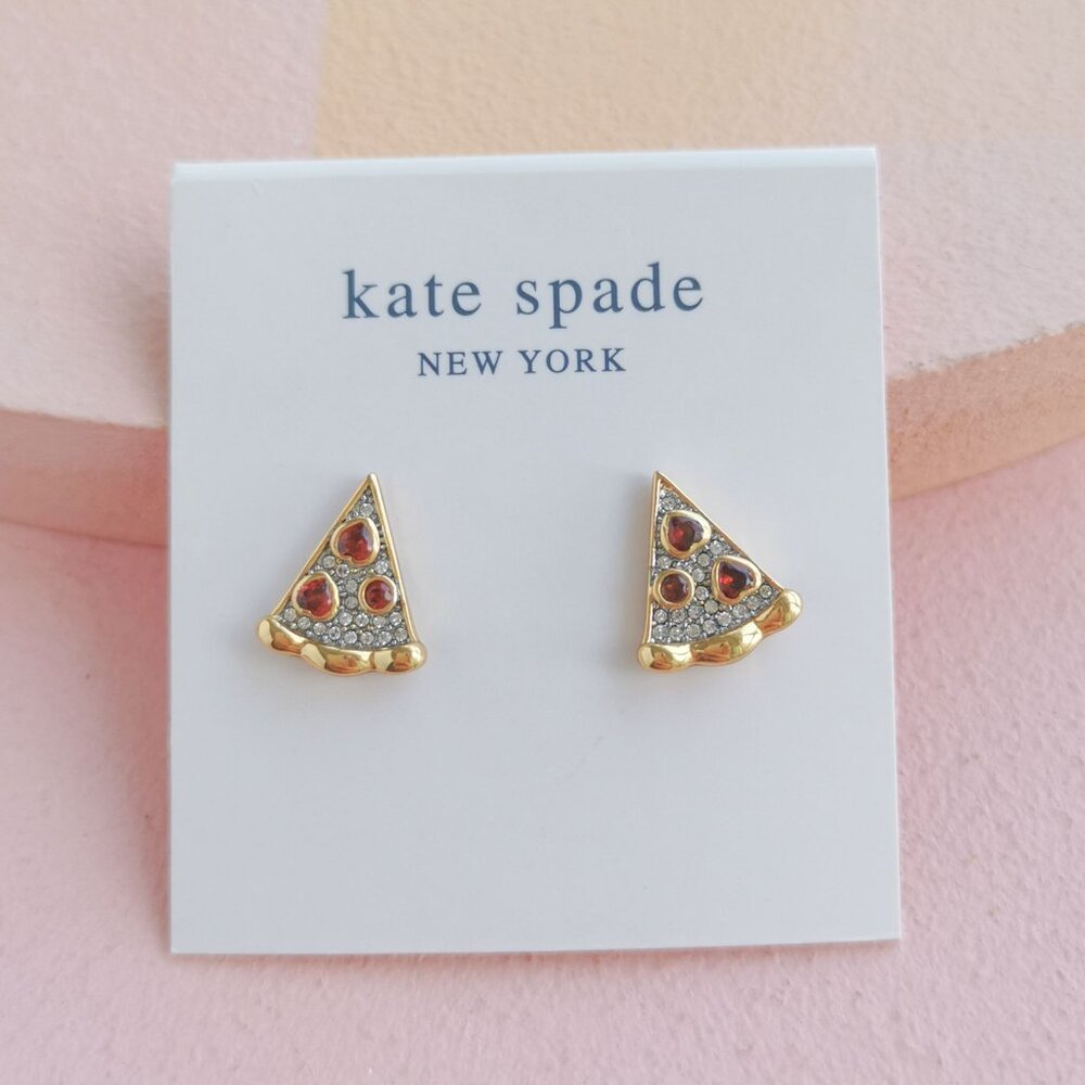 Kate Spade - Pizza My Heart Multicolor Gold Stud Earrings - NEW